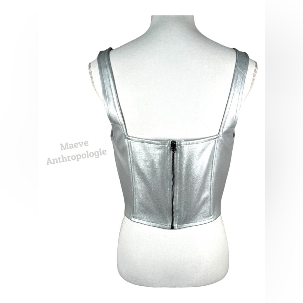 Anthropologie | Maeve | Metallic Silver Corset Tank Top | NWT! - Picture 5 of 9